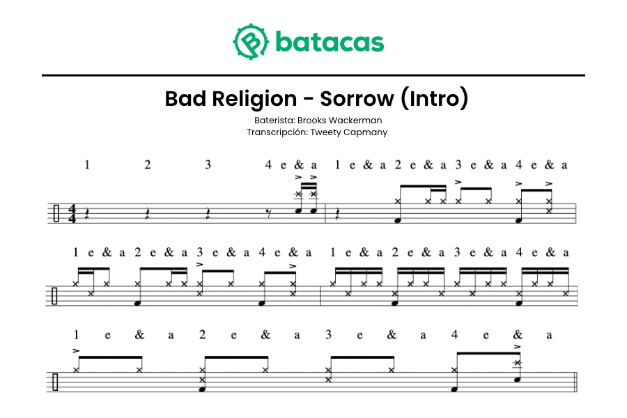 Bad Religion - Sorrow (Intro) - drums - batería
