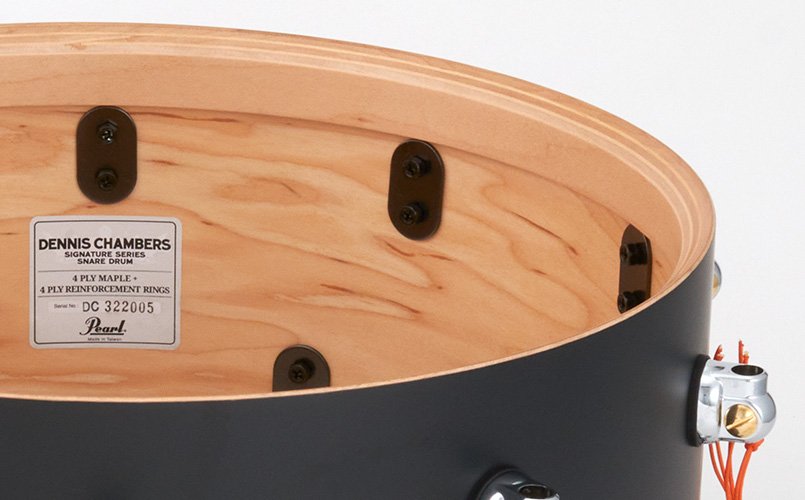 Pearl Dennis Chambers Signature Snare Drum - 4 capas de arce y aros de refuerzo
